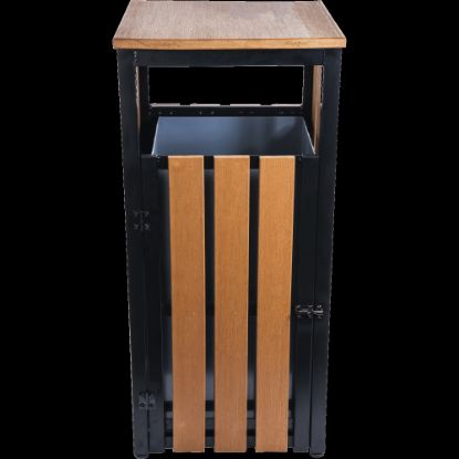 Picture of Lorell Outdoor Waste Bin, 14.69 Gallons, Teak