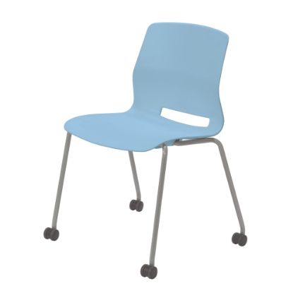 Picture of KFI Studios Imme Stack Chair With Caster Base, Sky Blue/Silver