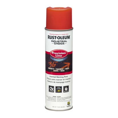 Picture of Rust-Oleum Industrial Choice M1800 System Water-Based Precision Line Inverted Marking Paint, 17 Oz, Fluorescent Red, Pack Of 12 Cans