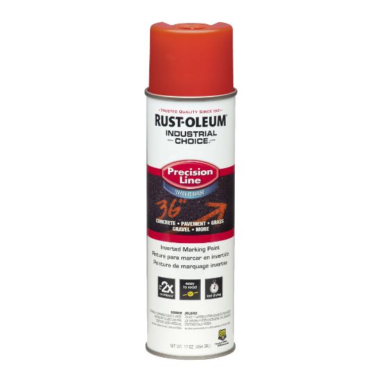 Picture of Rust-Oleum Industrial Choice M1800 System Water-Based Precision Line Inverted Marking Paint, 17 Oz, Fluorescent Red, Pack Of 12 Cans