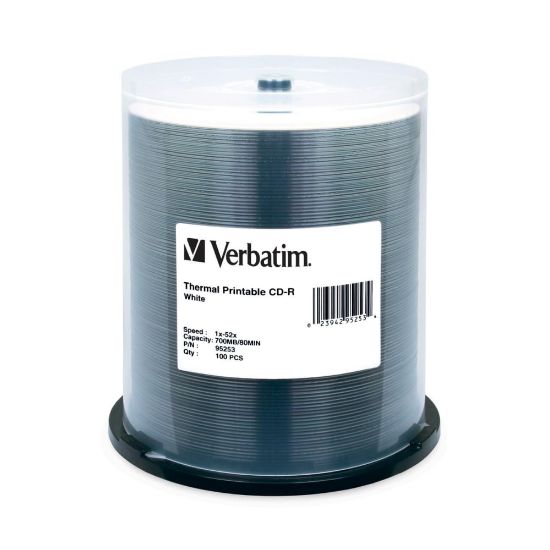 Picture of Verbatim CD-R 700MB 52X White Thermal Printable - 100pk Spindle - 700MB - 100 Pack