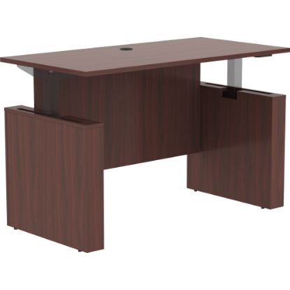 Picture of Lorell Essentials Sit-to-Stand 60inW Desk Shell, Mahogany