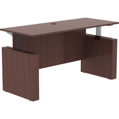 Picture of Lorell Essentials Sit-to-Stand 72inW Desk Shell, Mahogany