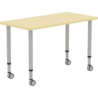 Picture of Lorell Attune Height-adjustable Multipurpose Rectangular Table - For - Table TopRectangle Top - Adjustable Height - 26.62in to 33.62in Adjustment x 48in Table Top Width x 23.62in Table Top Depth - 33.62in Height - Assembly Required - Laminated, Maple