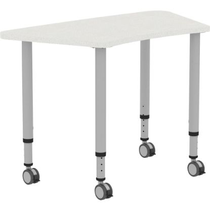 Picture of Lorell Attune Height-adjustable Multipurpose Curved Table - For - Table TopTrapezoid Top - Adjustable Height - 26.62in to 33.62in Adjustment x 60in Table Top Width x 23.62in Table Top Depth - 33.62in Height - Assembly Required - Laminated, Gray