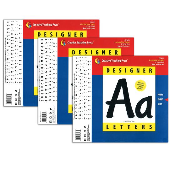 Picture of Creative Teaching Press Designer Letters, 4in, Stylish Black, 235 Pieces Per Pack, Set Of 3 Packs