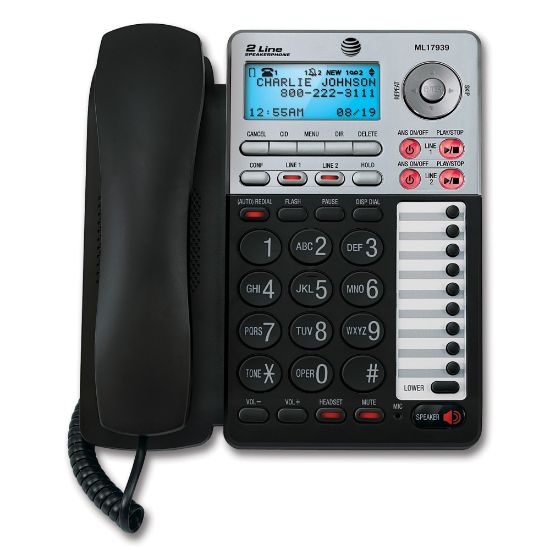 Picture of AT&T ML17939 2-Line Corded Phone with Speakerphone & Digital Answering System, Black