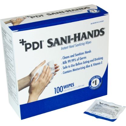 Picture of Nice Pak Sani-Hands Individual Hand Wipes Packets, 5in x 8in, White, Carton Of 1,000 Wipes