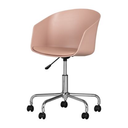 Picture of South Shore Flam Plastic Mid-Back Swivel Chair, Pink/Chrome