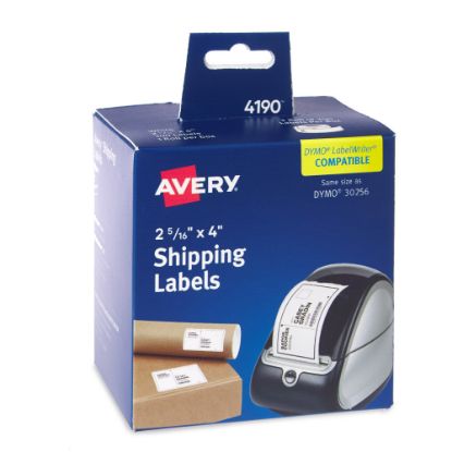 Picture of Avery Direct Thermal Roll Labels, 4190, Rectangle, 2-5/16in x 4in, White, 300 Shipping Labels Per Roll, 1 Roll