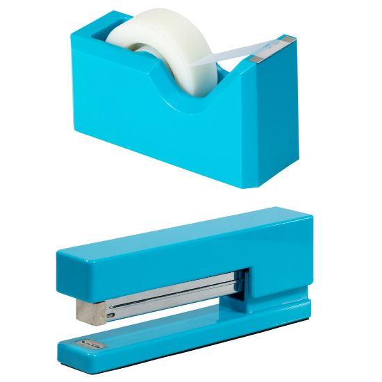 Picture of JAM Paper 2-Piece Office And Desk Set, 1 Stapler & 1 Tape Dispenser, Blue