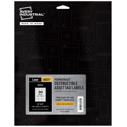 Picture of Avery PermaTrack Destructible Asset Tag Labels, 3/4in x 2in, White, Pack Of 240