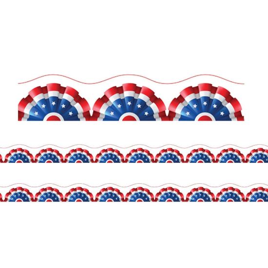 Picture of Charles Leonard Scallop Cut Borders/Trims, Patriotic Theme, 24' Per Pack, Set Of 2 Packs