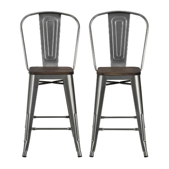 Picture of DHP Luxor Metal Counter Stool, Charcoal, Set Of 2