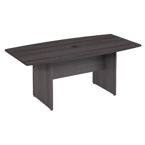 Picture of Bush Business Furniture 72inW x 36inD Boat-Shaped Conference Table With Wood Base, Storm Gray, Standard Delivery