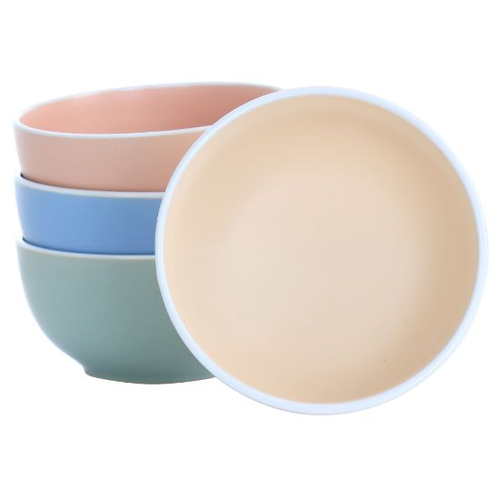 Picture of Spice by Tia Mowry Creamy Tahini 4-Piece Round Stoneware Cereal Bowl Set, Assorted Colors