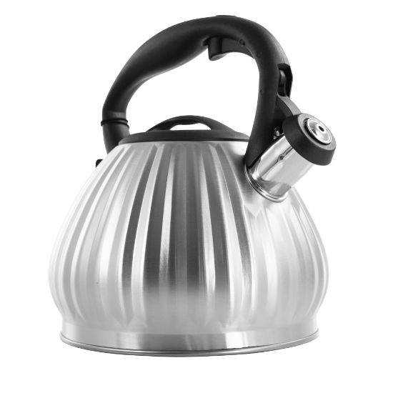 Picture of Mr. Coffee Donato Stainless Steel Round Whistling Tea Kettle, 2.5 Qt, Brushed Silver