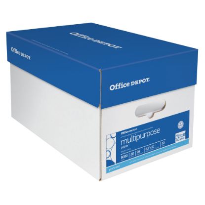 Picture of Office Depot Multi-Use Printer & Copy Paper, 10 Reams, White, Letter (8.5in x 11in), 5000 Sheets Per Case, 20 Lb, 96 Brightness