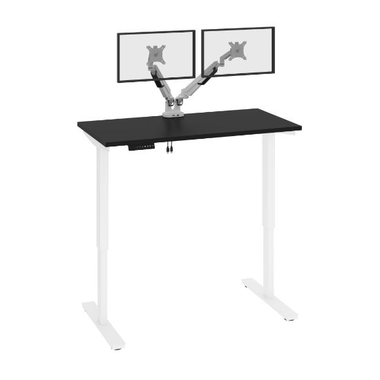 Picture of Bestar Viva Electric 48inW Standing Desk With Dual Monitor Arms, Black