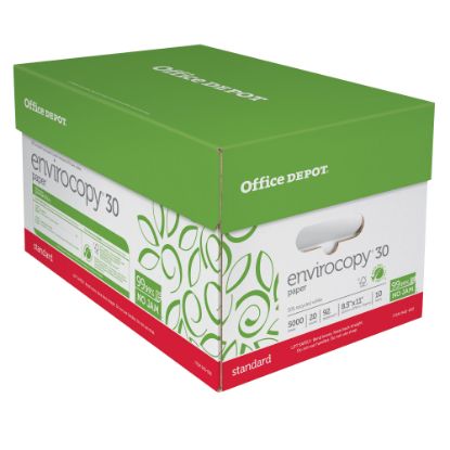 Picture of Office Depot EnviroCopy Copy Paper, 10 Reams, White, Letter (8.5in x 11in), 5000 Sheets Per Case, 20 Lb, 30% Recycled, FSC Certified