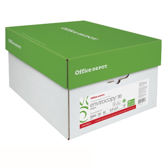 Picture of Office Depot EnviroCopy Copy Paper, 10 Reams, White, Legal (8.5in x 14in), 5000 Sheets Per Case, 20 Lb, 30% Recycled, FSC Certified