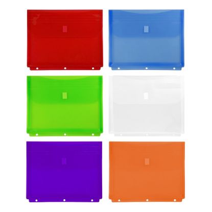 Picture of JAM Paper Plastic Binder Envelopes, 9-1/2in x 11-1/2in, Adhesive Seal, Assorted Colors, Pack Of 6 Envelopes