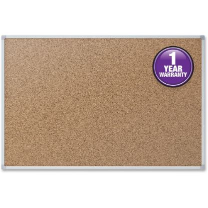 Picture of Mead Classic Cork Bulletin Board - 36in Height x 48in Width - Natural Cork Surface - Self-healing - Silver Aluminum Frame - 1 Each