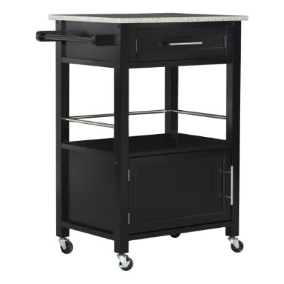 Picture of Linon Clark Granite-Top Kitchen Cart, 36-1/4inH x 27-3/4inW x 18inD, Black