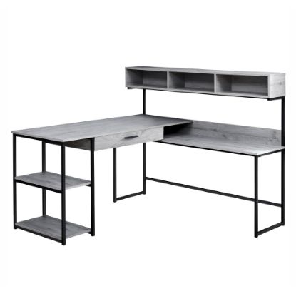 Picture of Monarch Specialties 59inW Corner Desk Workstation, Gray/Black