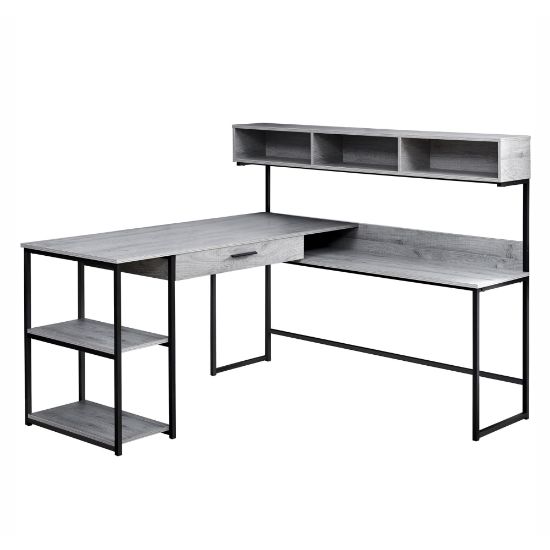 Picture of Monarch Specialties 59inW Corner Desk Workstation, Gray/Black