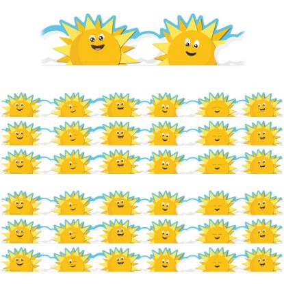 Picture of Eureka School Extra-Wide Deco Trim, Die-Cut, Growth Mindset Sun & Clouds, 37' Per Pack, Set Of 6 Packs