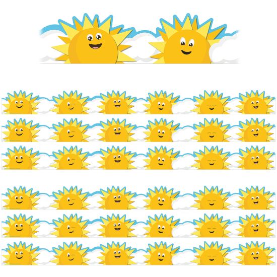 Picture of Eureka School Extra-Wide Deco Trim, Die-Cut, Growth Mindset Sun & Clouds, 37' Per Pack, Set Of 6 Packs