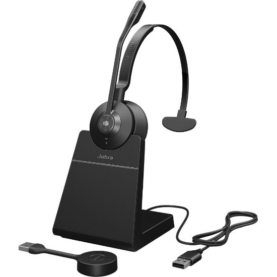 Picture of Jabra Engage 55 Headset - Mono - USB Type A - Wireless - DECT - 492.1 ft - 40 Hz - 16 kHz - On-ear - Monaural - Open - Noise Cancelling, Uni-directional, MEMS Technology Microphone - Black