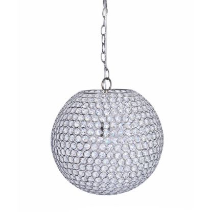 Picture of LumiSource Crystal Globe Contemporary Pendant Ceiling Lamp, 16inW, Chrome