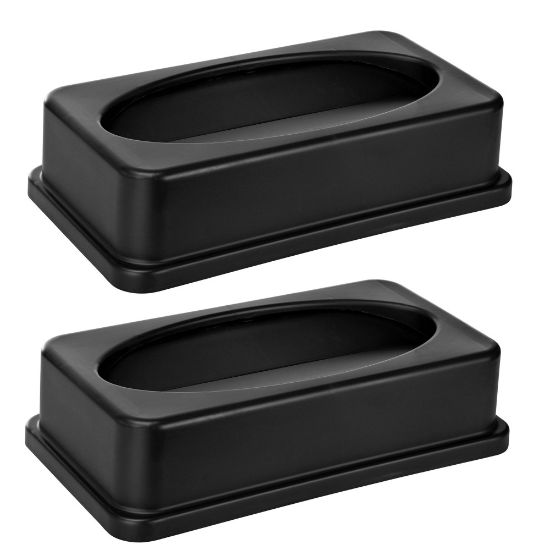 Picture of Alpine Slim Swinging Trash Can Lids, 20in x 12in, Black, Pack Of 2 Lids