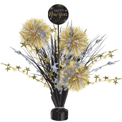 Picture of Amscan New Years Tinsel Burst Centerpieces, 18in x 12in, Multicolor, Set Of 2 Centerpieces