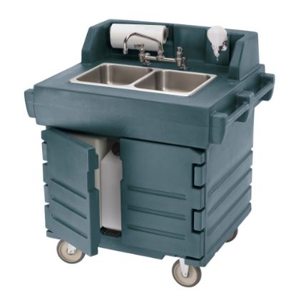 Picture of Cambro CamKiosk Hand Sink Cart With Double Sink, 45-1/2inH x 33inW x 40-9/16inD, Granite Gray