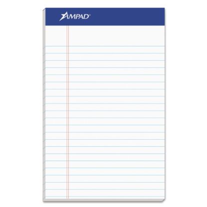 Picture of Ampad 100% Recycled Writing Pad, 5in x 8in, Narrow Ruled, 50 Sheets, White, Pack Of 12