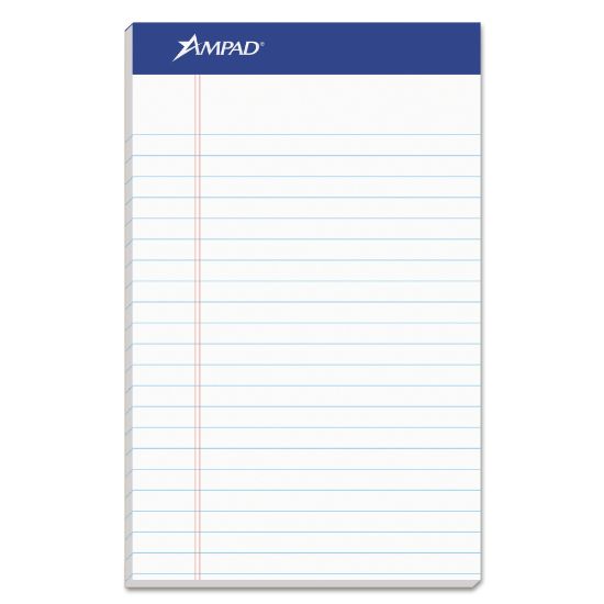 Picture of Ampad 100% Recycled Writing Pad, 5in x 8in, Narrow Ruled, 50 Sheets, White, Pack Of 12