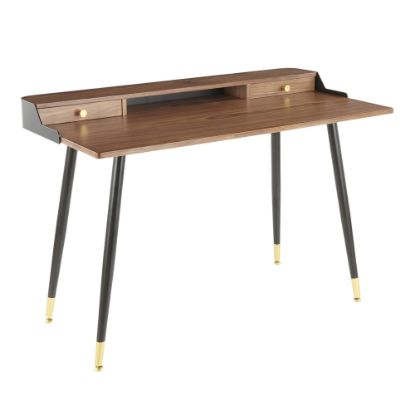 Picture of LumiSource Harvey 48inW Writing Desk, Walnut/Black