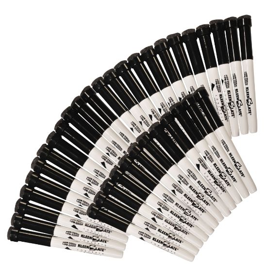 Picture of KleenSlate Dry-Erase Markers With Erasers, Small, Medium Point, Black, Pack Of 32