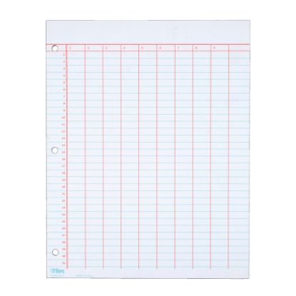 Picture of TOPS Data Pad, 9 Column & Summary, 3-Hole Punched, 25 Sheets, White