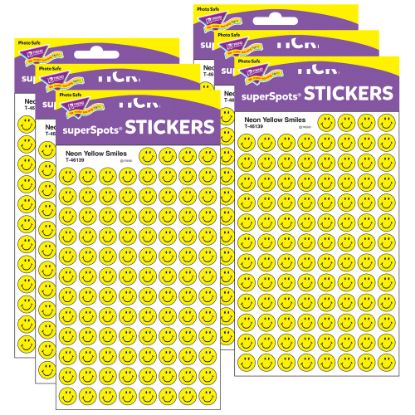 Picture of TREND SuperSpots Stickers, Yellow Smiles, 800 Stickers Per Pack, Set Of 8 Packs