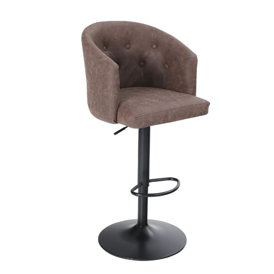 Picture of ALPHA HOME Adjustable Swivel PU Leather Round Bar Stool With Back, Brown/Black