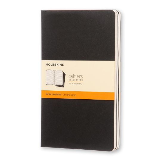 Picture of Moleskine Cahier Journals, 5in x 8-1/4in, Ruled, 80 Pages, Black, Set Of 3 Journals