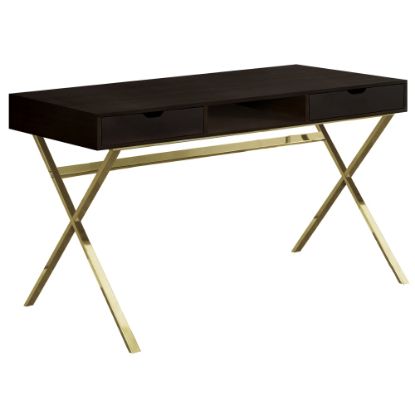 Picture of Monarch Specialties Bethany 48inW Computer Desk, Espresso/Gold