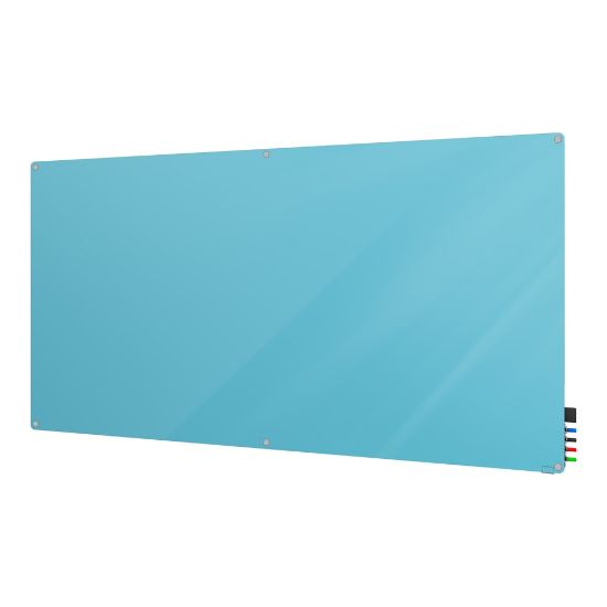 Picture of Ghent Harmony Magnetic Glass Unframed Dry-Erase Whiteboard, 48in x 72in, Blue