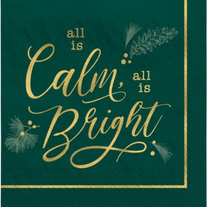 Picture of Amscan Christmas Calm And Bright Lunch Napkins, 6-1/2in x 6-1/2in, Green, Pack Of 48 Napkins