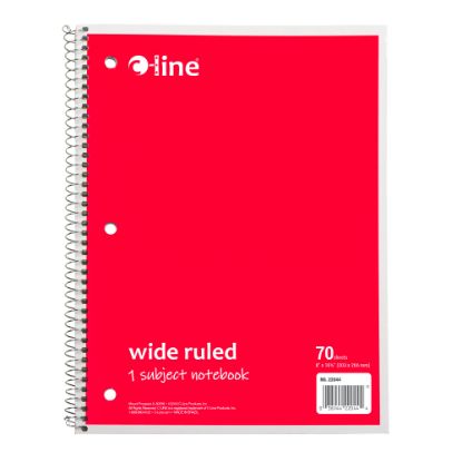 Picture of C-Line Wide Rule Spiral Notebooks, 8in x 10-1/2in, 1 Subject, 70 Sheets, Red, Case Of 24 Notebooks