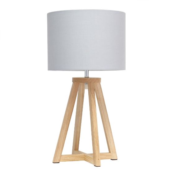 Picture of Simple Designs Interlocked Triangular Table Lamp, 19-1/8inH, Gray Shade/Natural Base